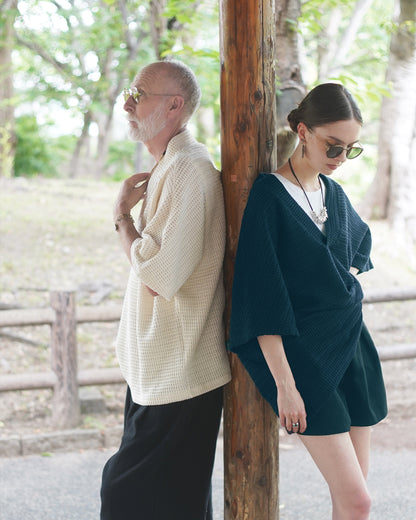 Waffle Russell V Neck 3/4 Sleeve Dolman Knit Pullover〈 000010-14 〉
