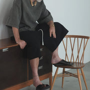 High Waist 2 Tuck Wide Half Trousers.