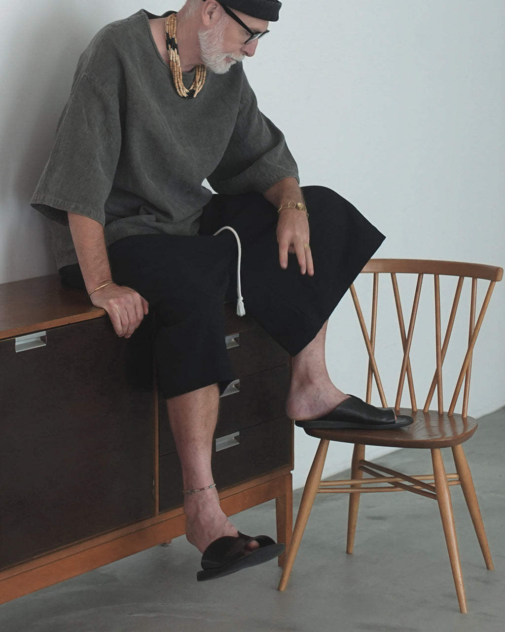 High Waist 2 Tuck Wide Half Trousers.