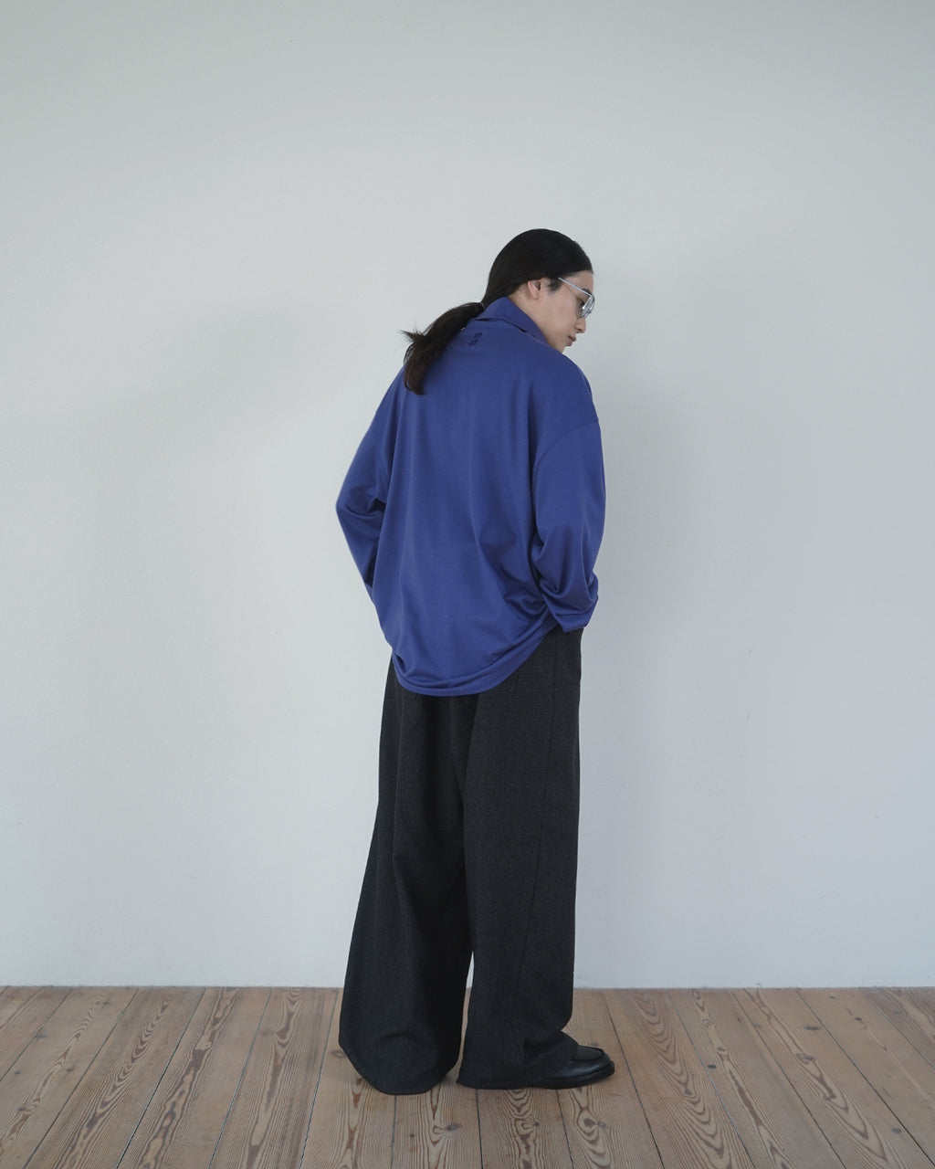 Super100s WOOL Plating Turtleneck L/S Logo TEE <#royal blue>