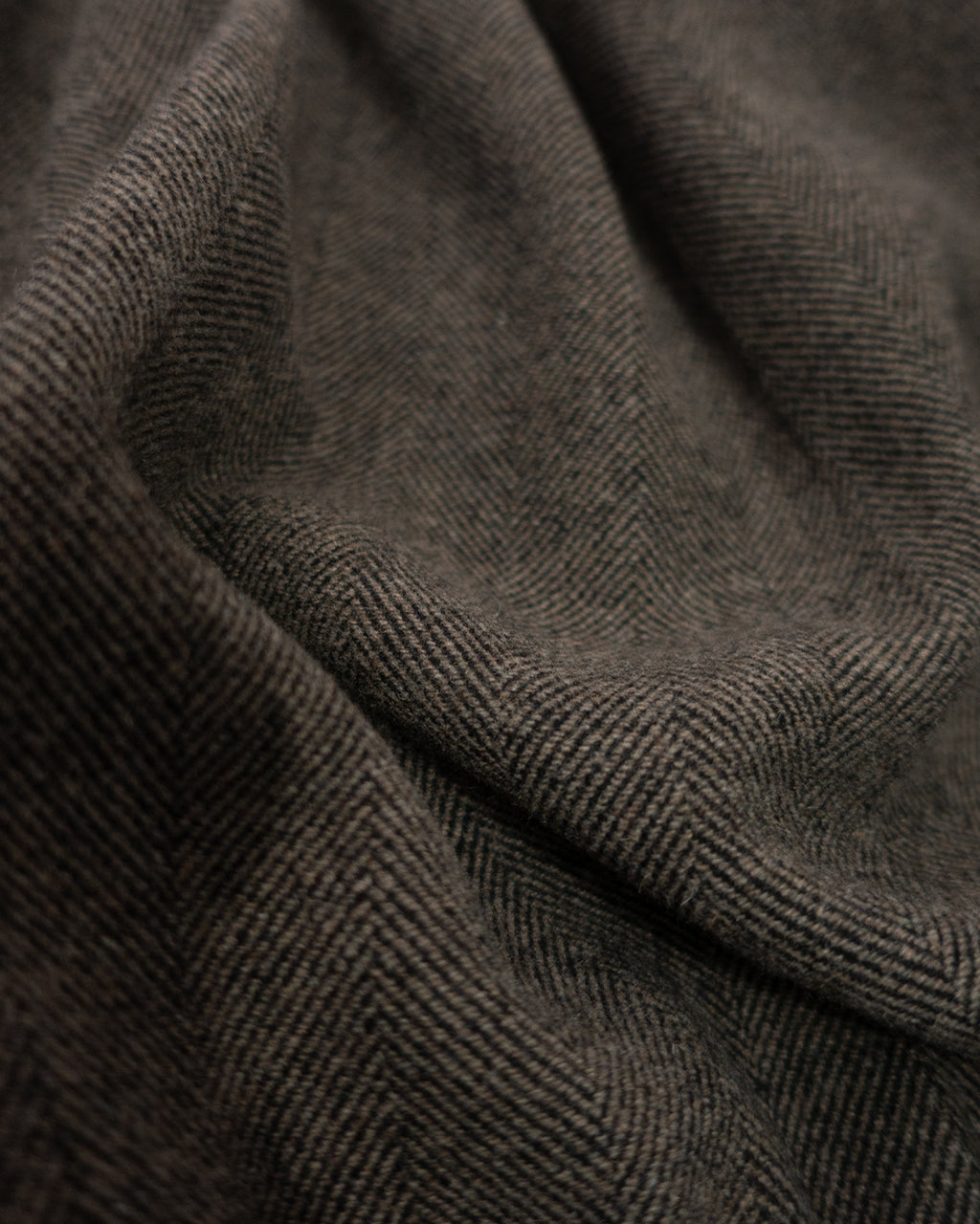 Wool Blend Herringbone Tweed Volume Zip Blouson <#brown>