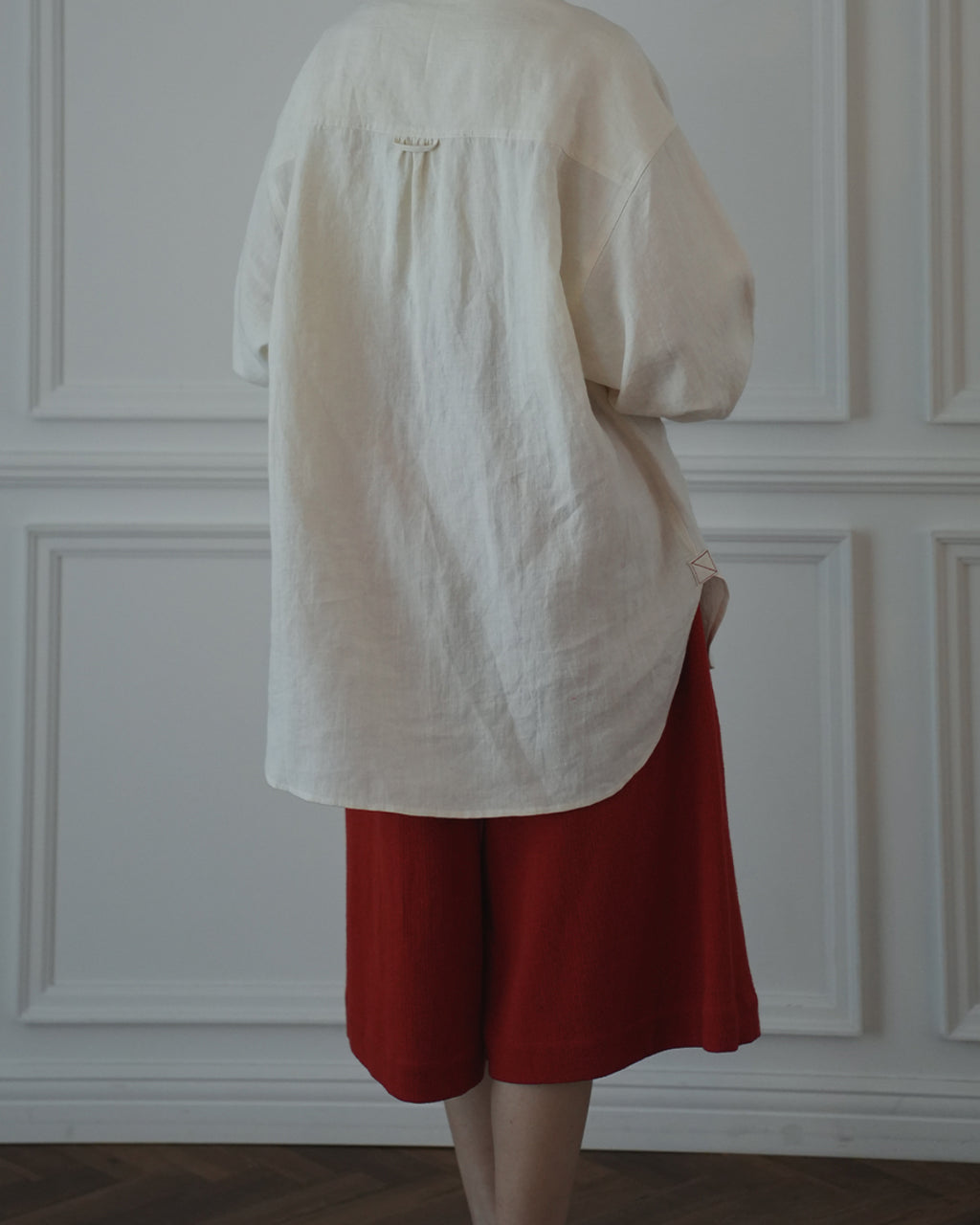 High Waist 2 Tuck Wide Half Trousers.