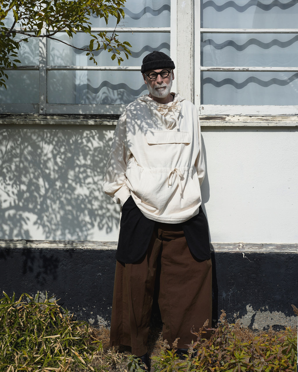 Brushed Cotton Flannel Biowash French Anorak Parka <#ivory>