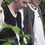 Button Design Crew Neck Vest.