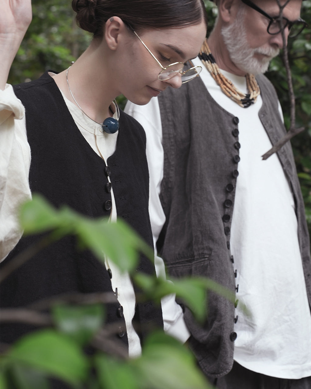 Button Design Crew Neck Vest.