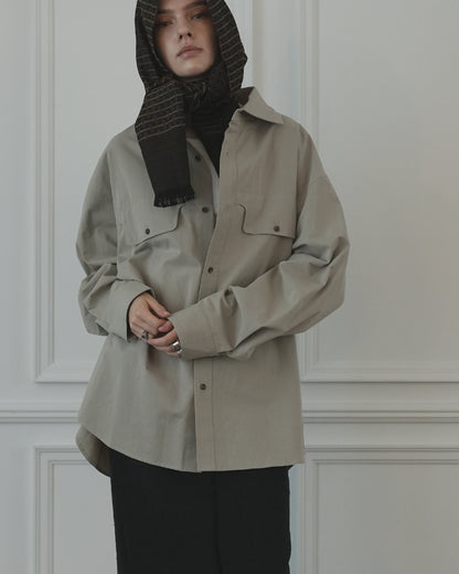 Layered Design Dress Military Shirt.