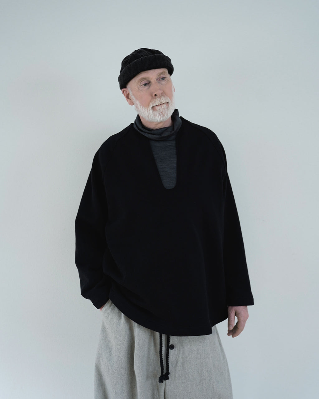 Super100s WOOL Plating Turtleneck L/S Logo TEE <#heather gray>