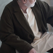 Back-Open Peak Lapel Double-Breasted Over Jacket.