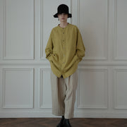 Band Collar Henley Neck Like Atelier Shirt.