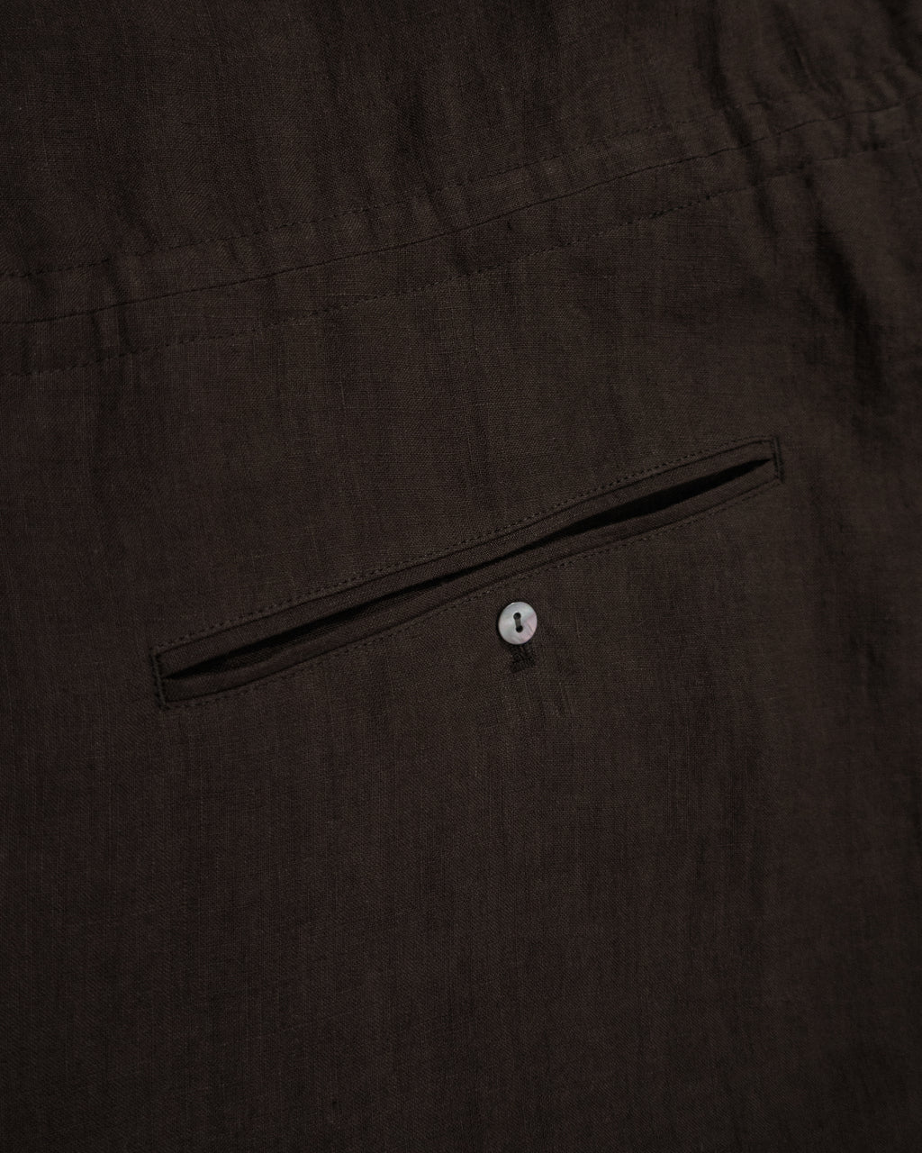 Wash Linen Band Collar Long-Sleeve Jumpsuit <#brown>