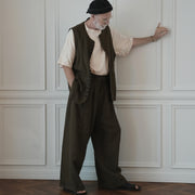 Button Design Crew Neck Vest.