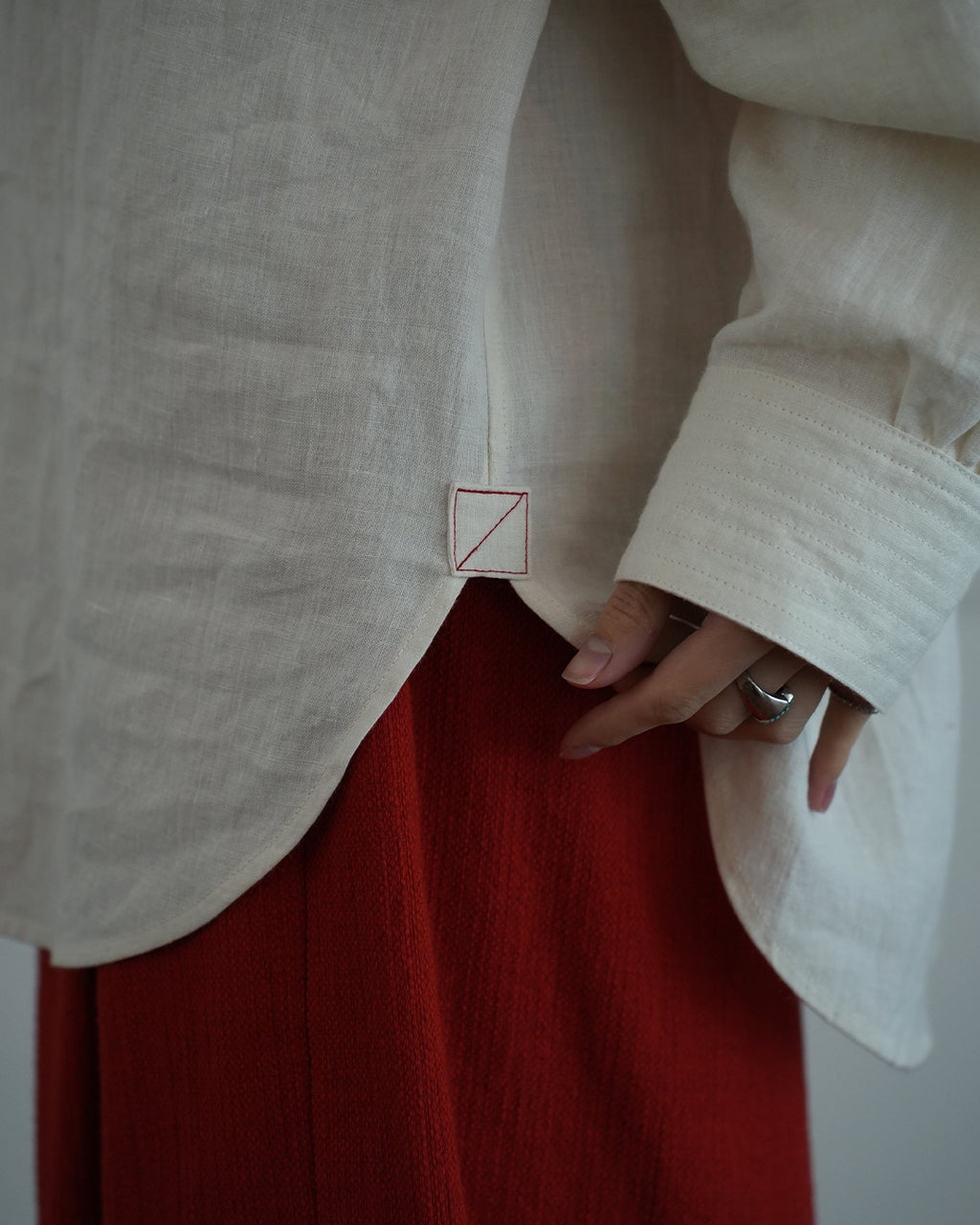 Band Collar Henley Neck Like Atelier Shirt.