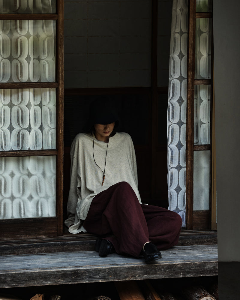 Cotton Linen Hem Round Skipper Long-Sleeve Tee <#ivory>
