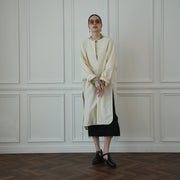 Key Neck Side Slit Long Length Pullover Shirt.