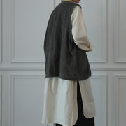 Button Design Crew Neck Vest.