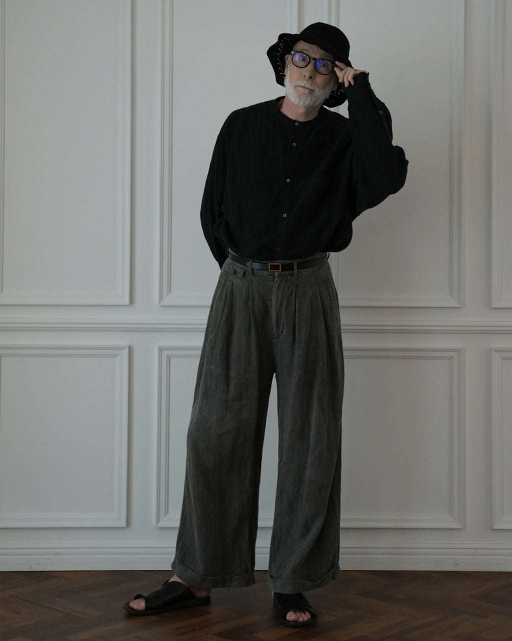 Band Collar Henley Neck Like Atelier Shirt.