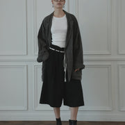 Back-Open Peak Lapel Double-Breasted Over Jacket.