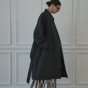 Back Flare A-Line Officer Bal Collar Coat.