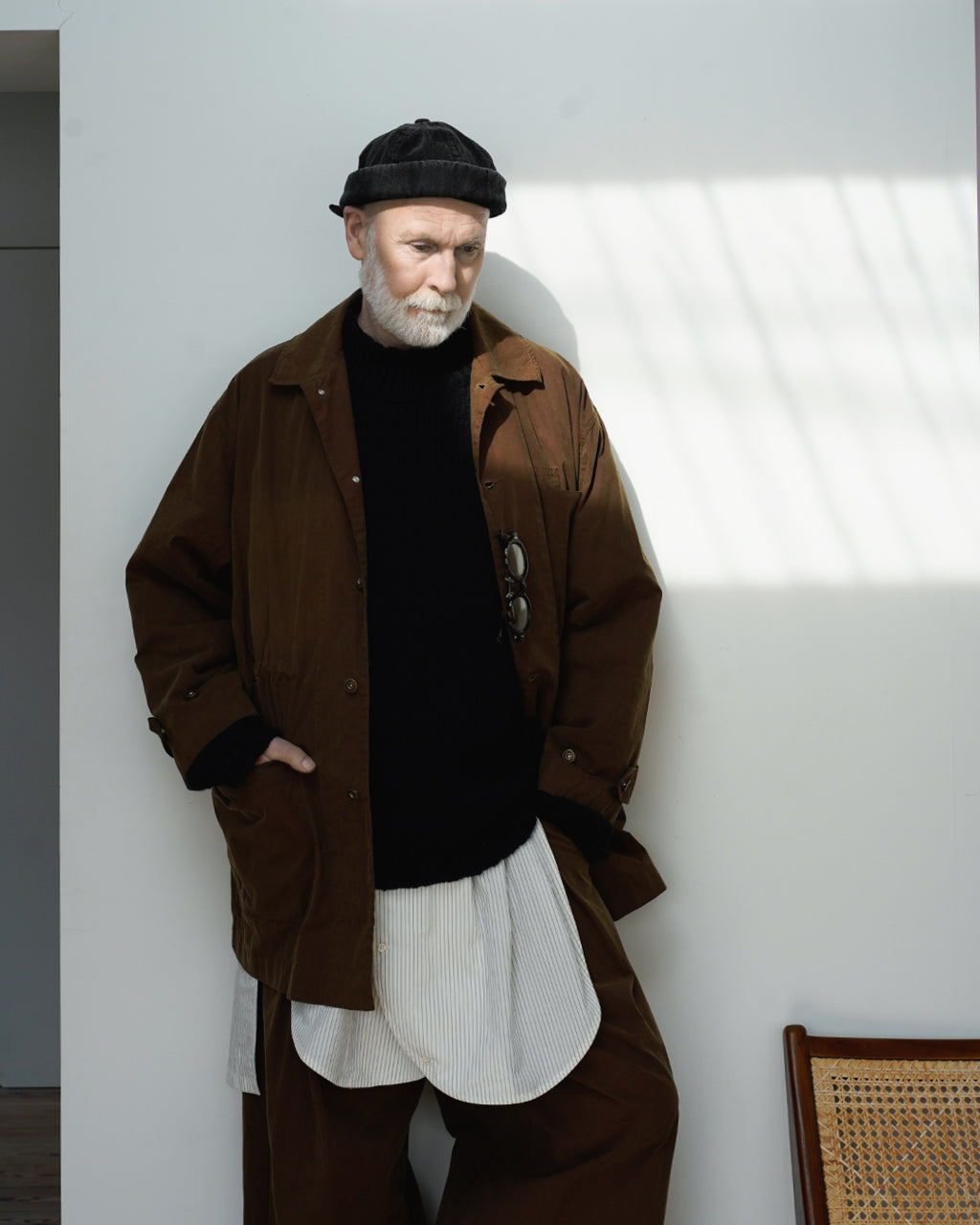Wool Blend High Neck Hand-like Knit / Sweater <#black>