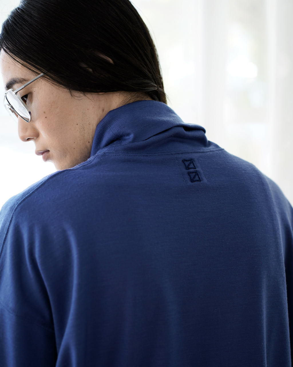 Super100s WOOL Plating Turtleneck L/S Logo TEE <#royal blue>