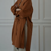 Key Neck Side Slit Long Length Pullover Shirt.
