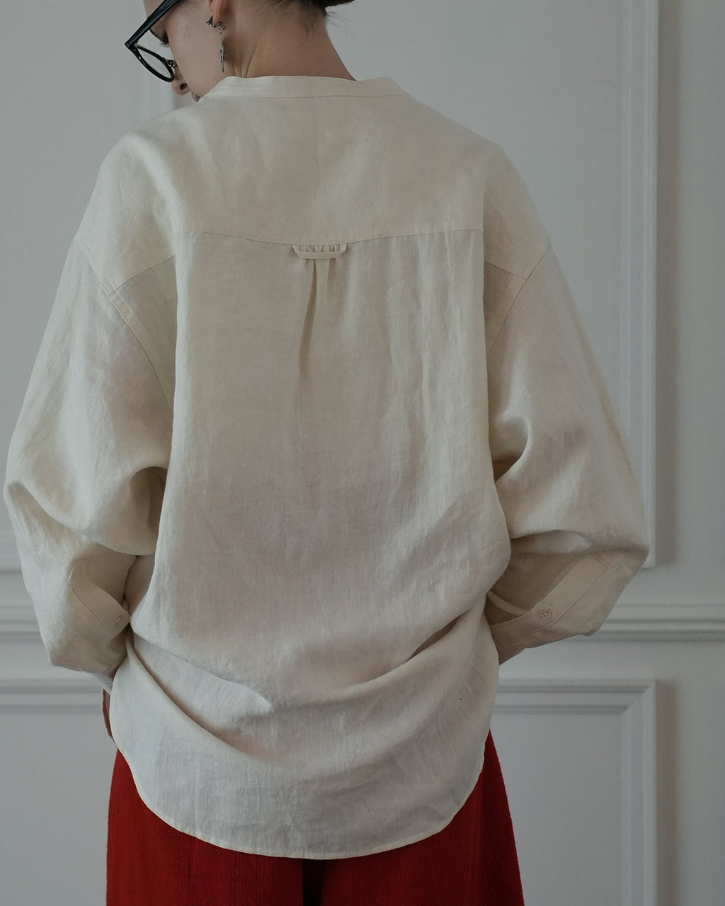 Band Collar Henley Neck Like Atelier Shirt.