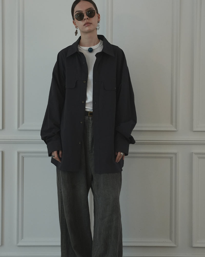 Layered Design Dress Military Shirt.