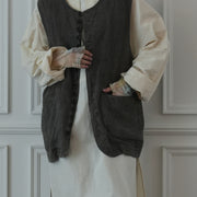Button Design Crew Neck Vest.