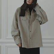 Layered Design Dress Military Shirt.