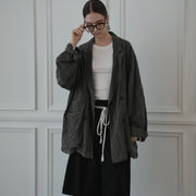 Back-Open Peak Lapel Double-Breasted Over Jacket.