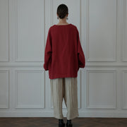 Crew Neck LS Tuck Rib Pullover.