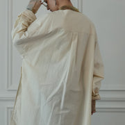 Key Neck Side Slit Long Length Pullover Shirt.