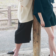 High Waist 2 Tuck Wide Half Trousers.