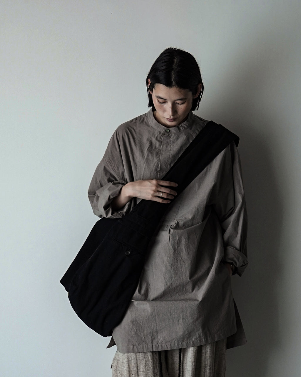 Cotton Canvas News Paper Bag <#black>