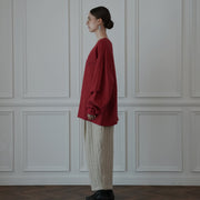 Crew Neck LS Tuck Rib Pullover.