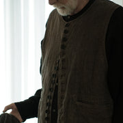 Button Design Crew Neck Vest.