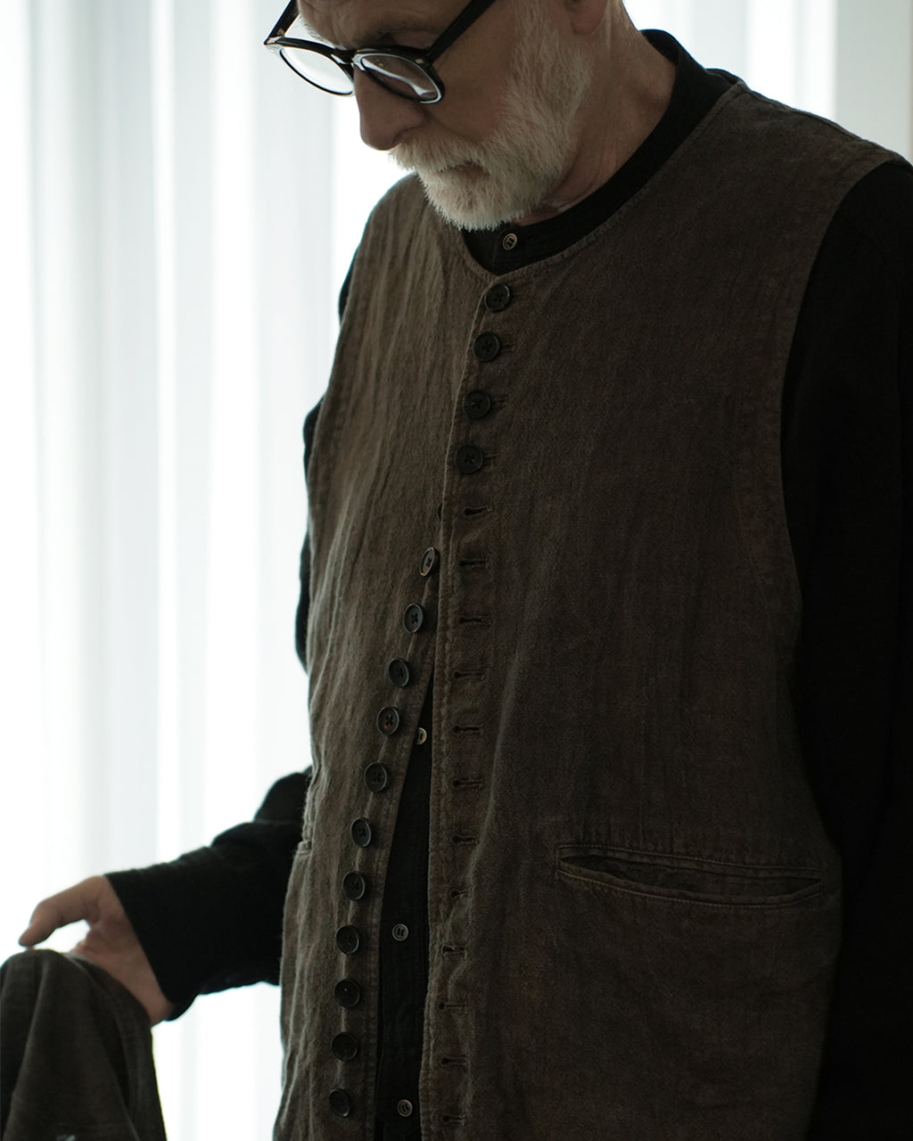 Button Design Crew Neck Vest.