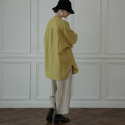 Band Collar Henley Neck Like Atelier Shirt.