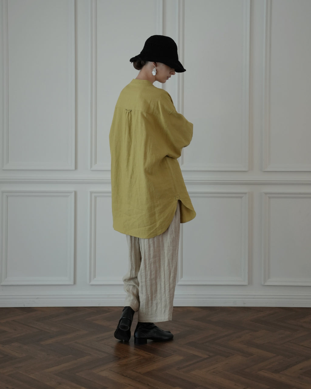 Band Collar Henley Neck Like Atelier Shirt.
