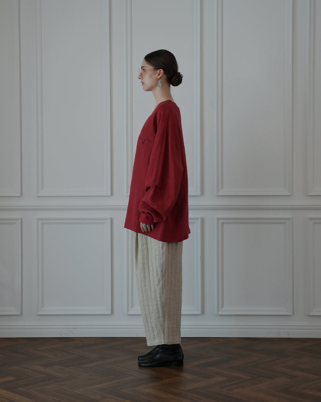 Crew Neck LS Tuck Rib Pullover