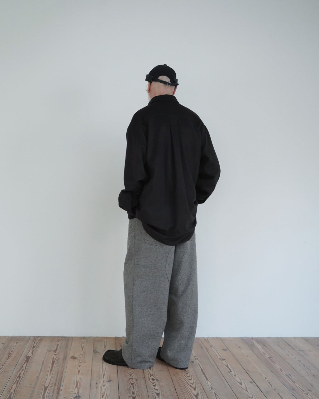 Wool Blend Heavy Flannel Wide Tuck Over Shirt <#olive>