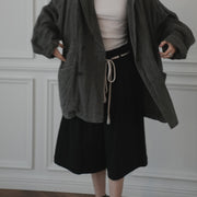 High Waist 2 Tuck Wide Half Trousers.