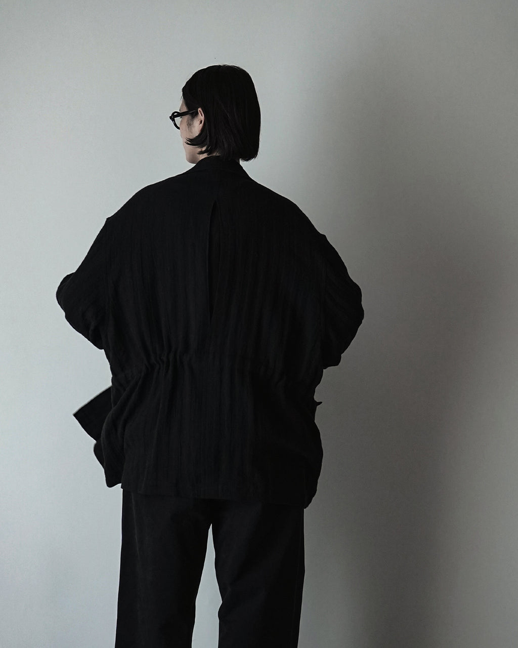 Linen Herringbone M-43 Field Jacket <#black>