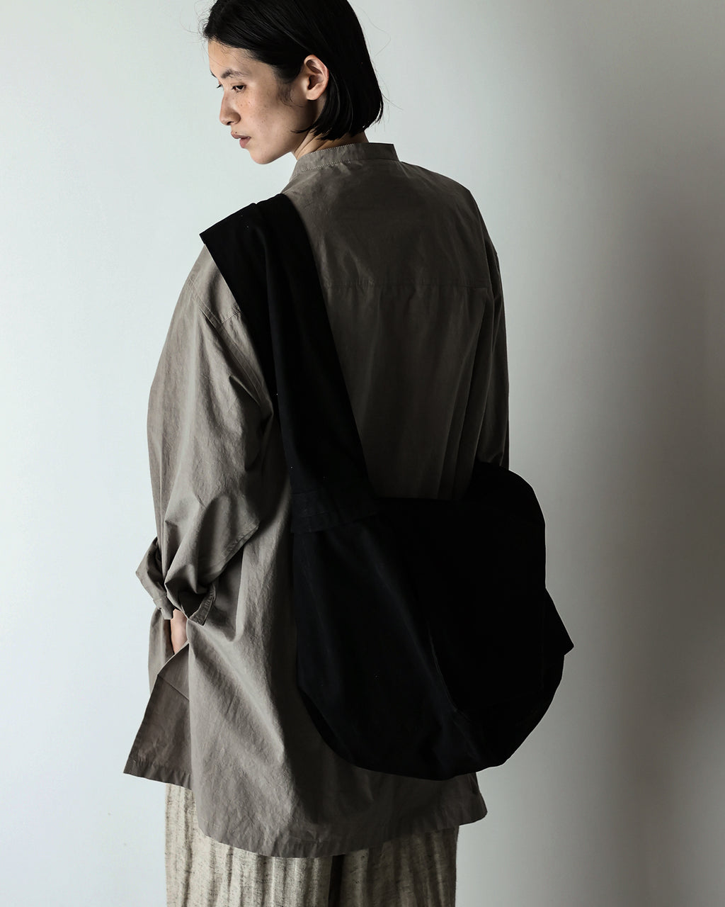 Cotton Canvas News Paper Bag <#black>