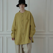 Band Collar Henley Neck Like Atelier Shirt.