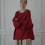 Crew Neck LS Tuck Rib Pullover.
