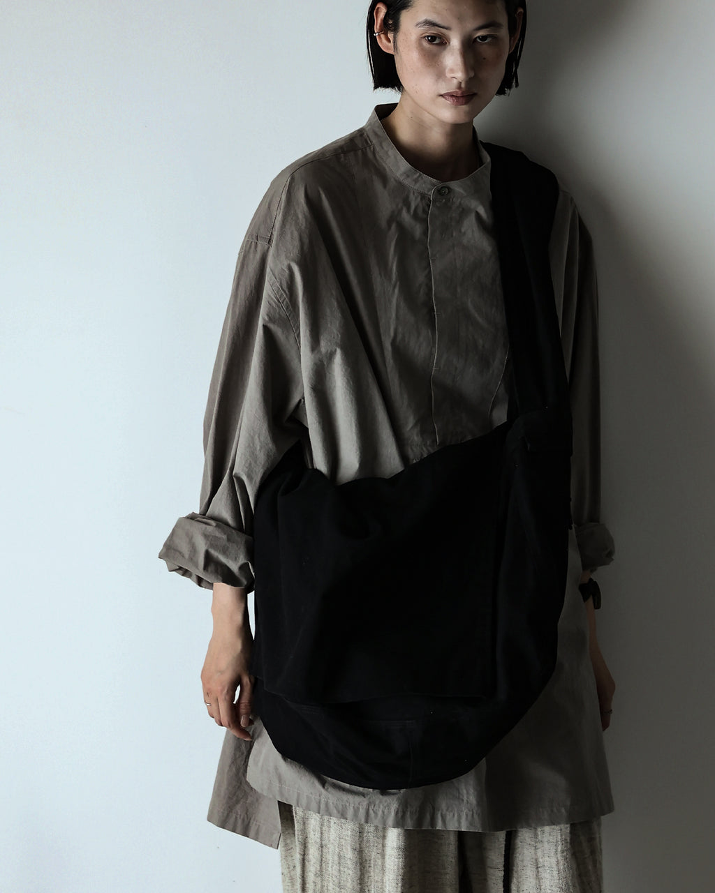 Cotton Canvas News Paper Bag <#black>