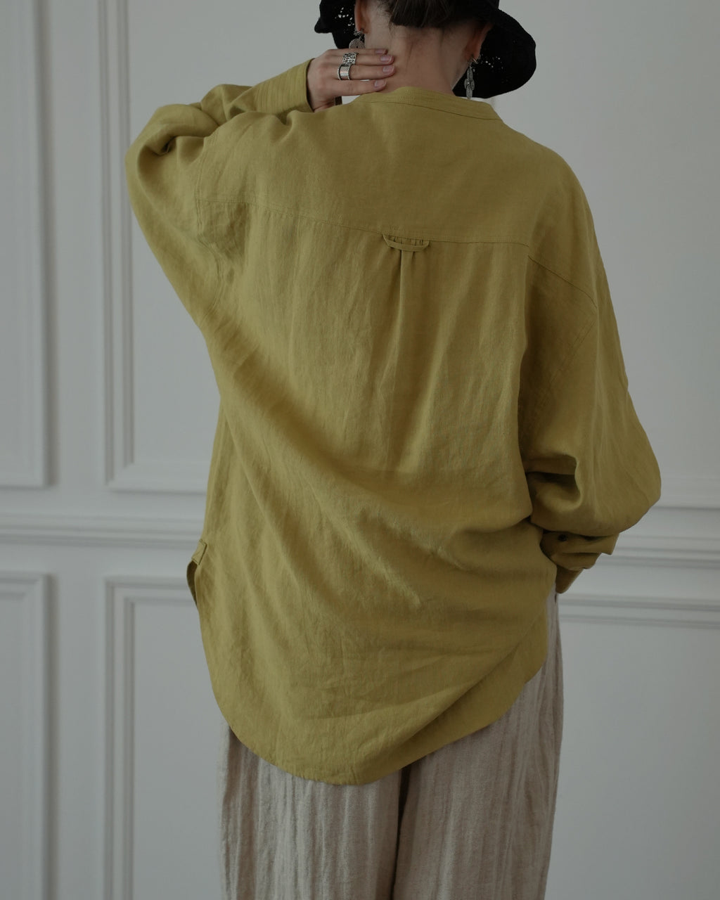 Band Collar Henley Neck Like Atelier Shirt.