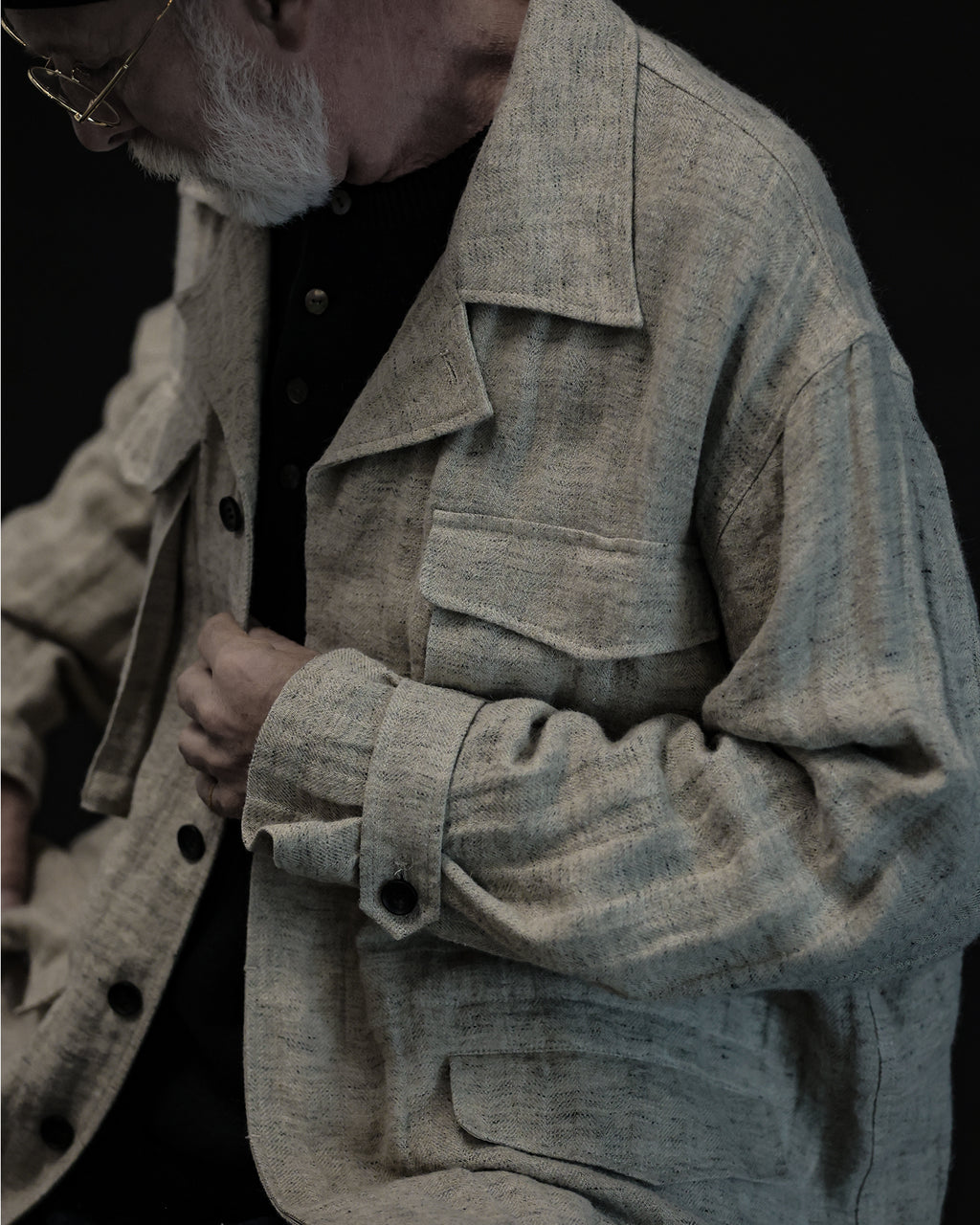 Linen Herringbone M-43 Field Jacket <#heather gray>