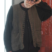 Button Design Crew Neck Vest.